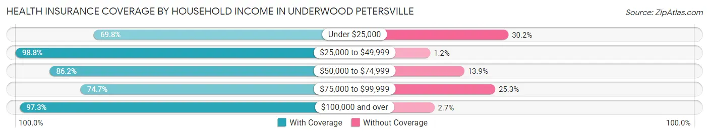 Health Insurance Coverage by Household Income in Underwood Petersville