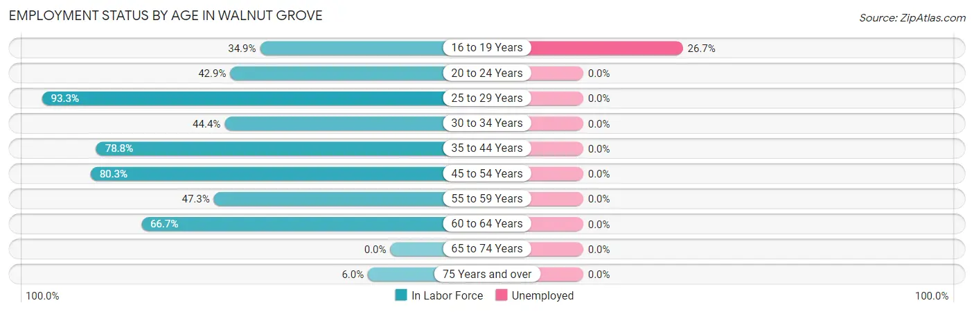 Employment Status by Age in Walnut Grove