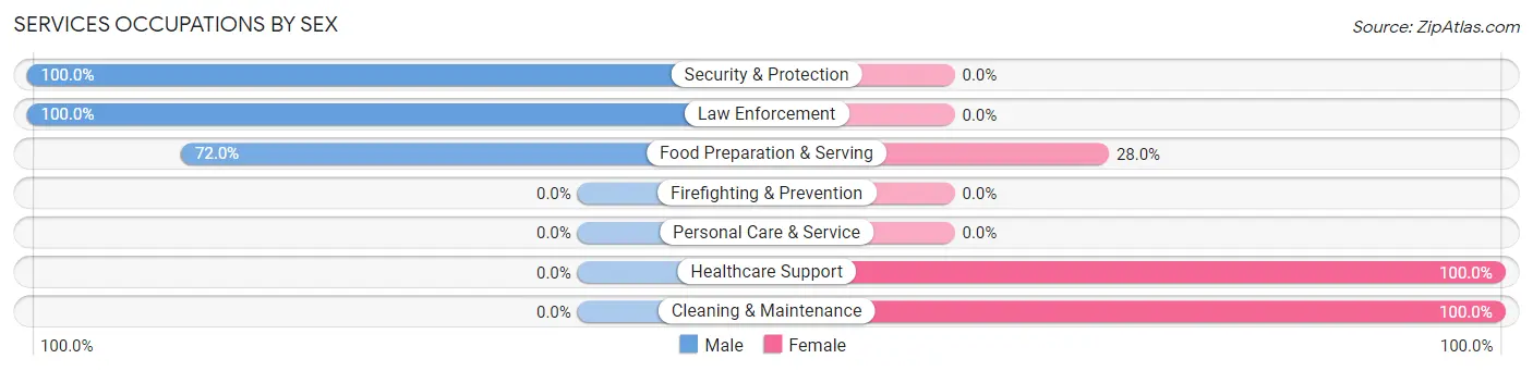 Services Occupations by Sex in Warrior