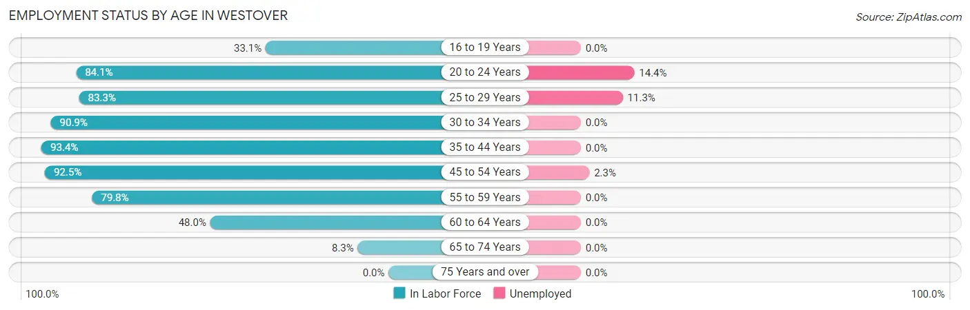 Employment Status by Age in Westover