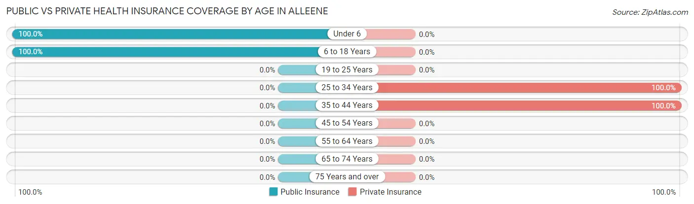 Public vs Private Health Insurance Coverage by Age in Alleene