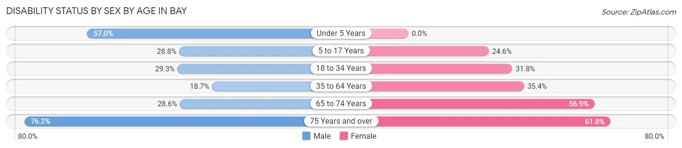 Disability Status by Sex by Age in Bay