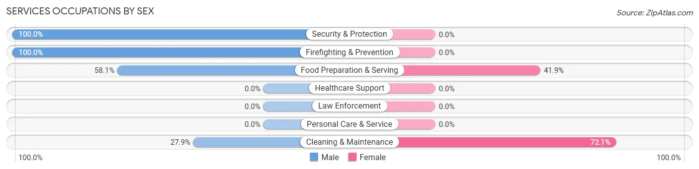 Services Occupations by Sex in Brookland