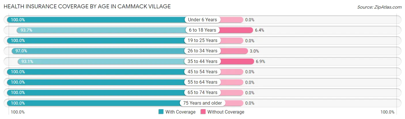 Health Insurance Coverage by Age in Cammack Village