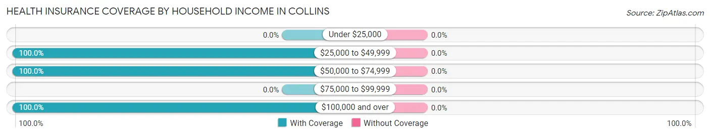 Health Insurance Coverage by Household Income in Collins