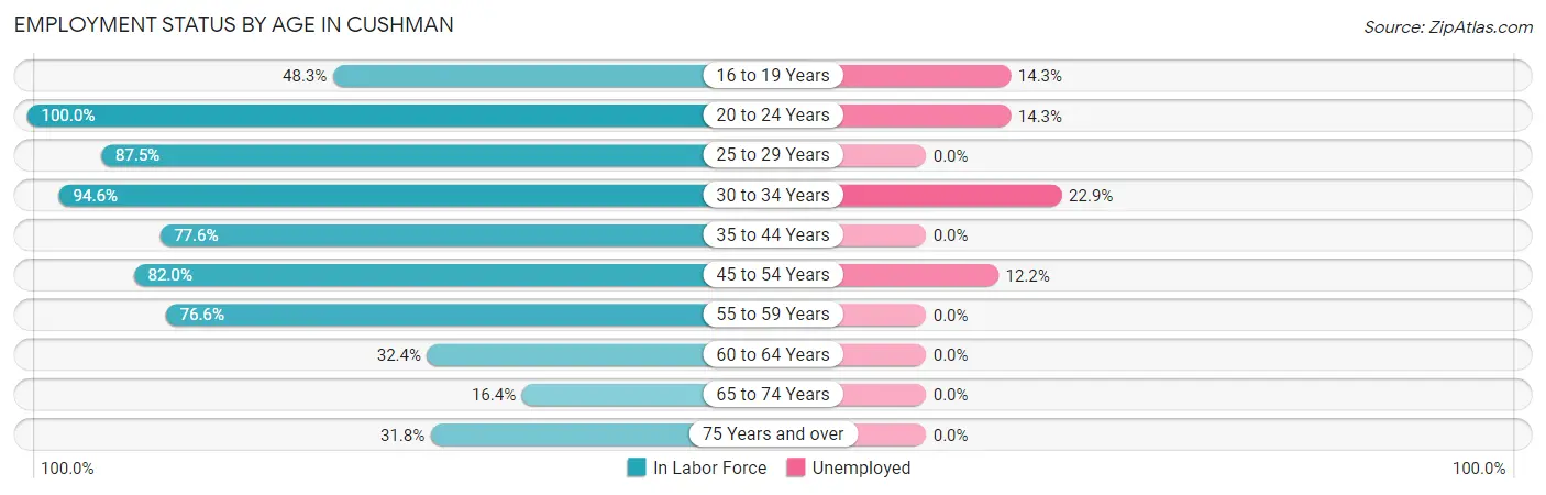 Employment Status by Age in Cushman