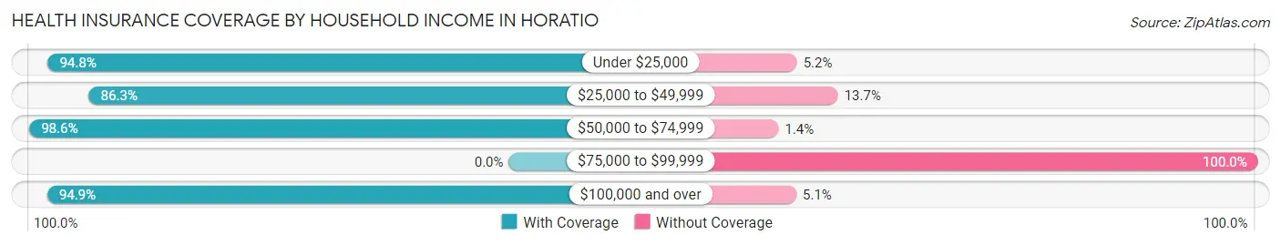 Health Insurance Coverage by Household Income in Horatio