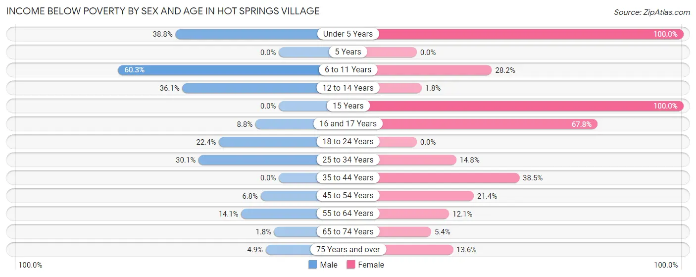 Income Below Poverty by Sex and Age in Hot Springs Village