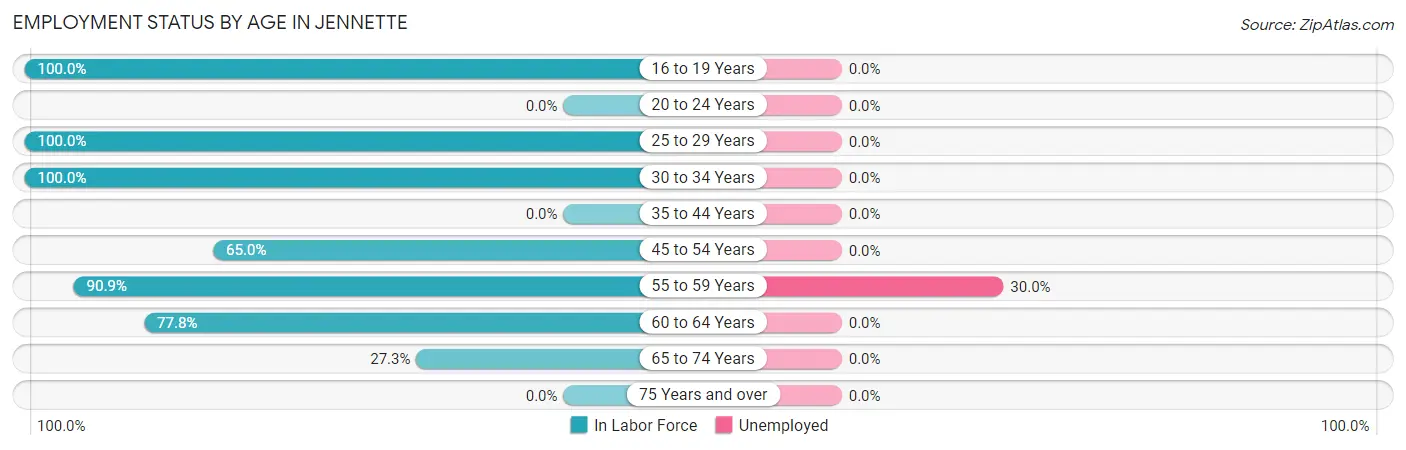 Employment Status by Age in Jennette