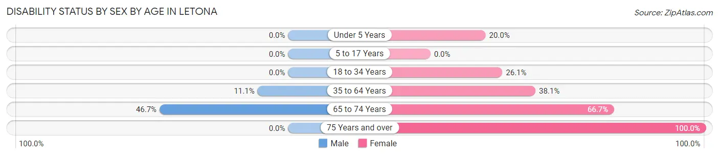 Disability Status by Sex by Age in Letona