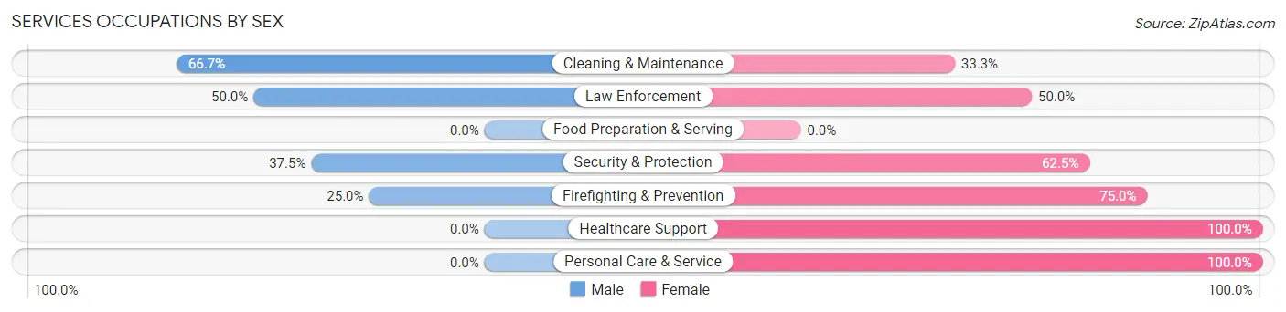 Services Occupations by Sex in Moro