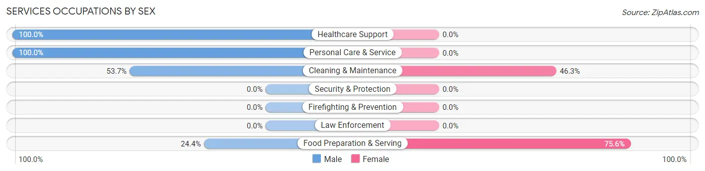 Services Occupations by Sex in Avenue B and C