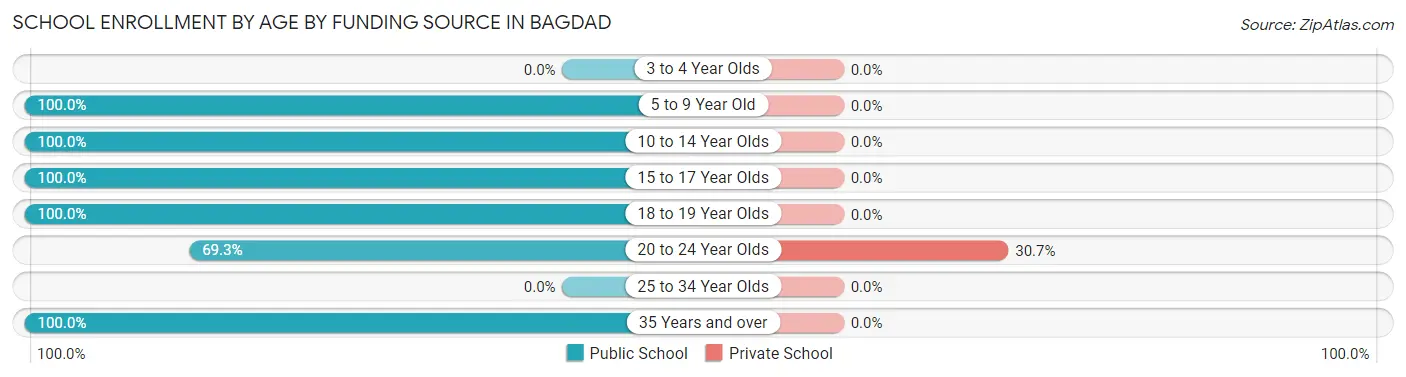 School Enrollment by Age by Funding Source in Bagdad