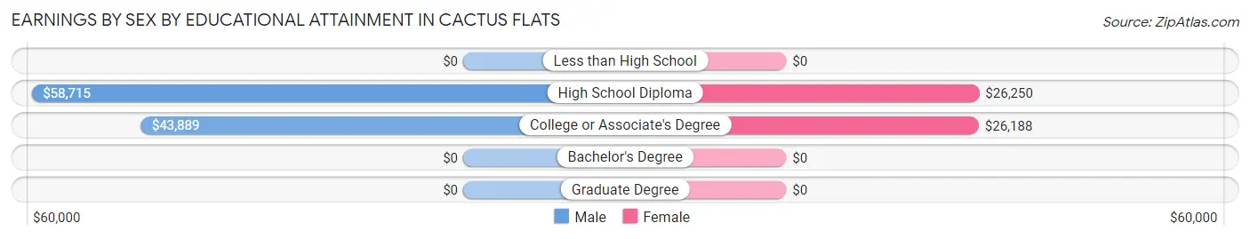 Earnings by Sex by Educational Attainment in Cactus Flats