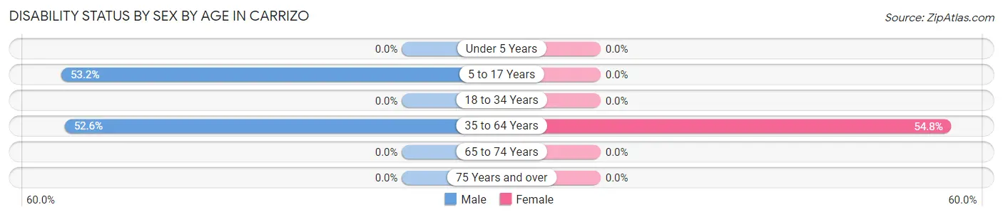 Disability Status by Sex by Age in Carrizo