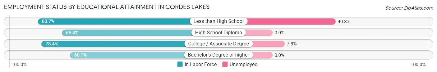 Employment Status by Educational Attainment in Cordes Lakes