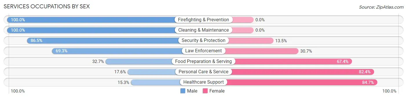 Services Occupations by Sex in Corona de Tucson