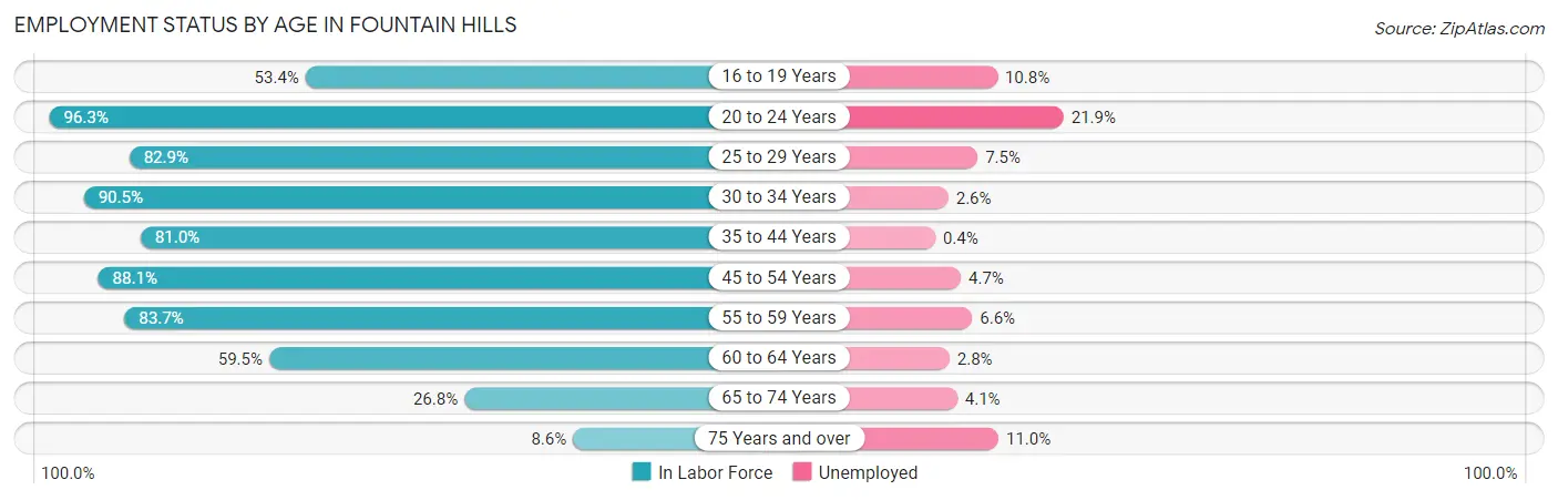 Employment Status by Age in Fountain Hills