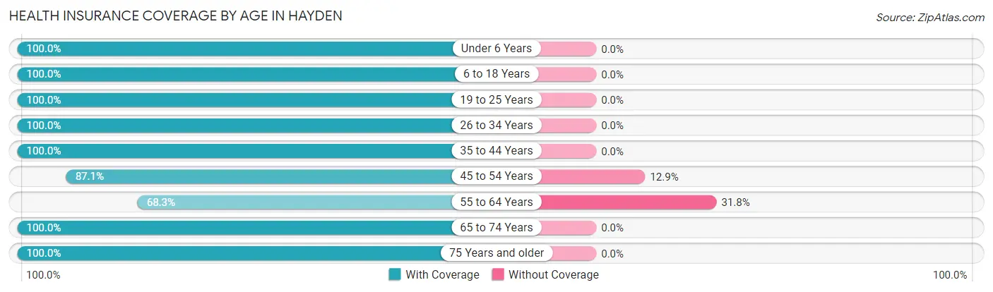 Health Insurance Coverage by Age in Hayden