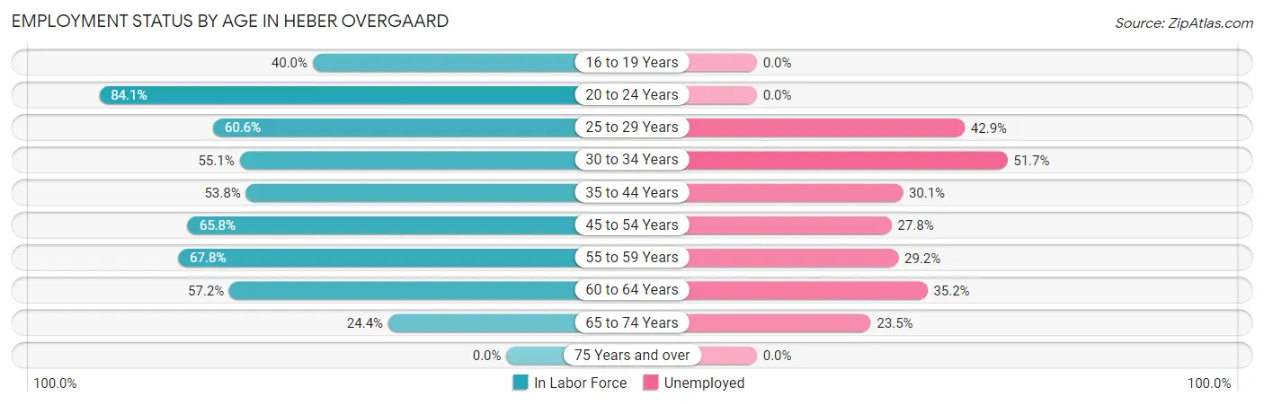 Employment Status by Age in Heber Overgaard