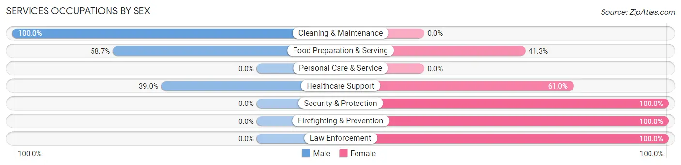 Services Occupations by Sex in Heber Overgaard