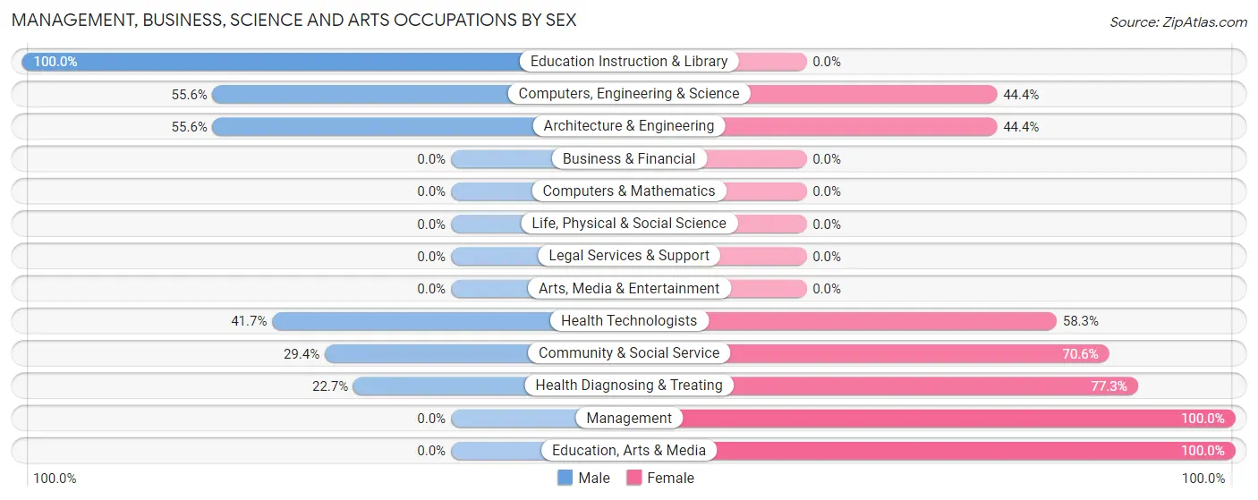 Management, Business, Science and Arts Occupations by Sex in LeChee
