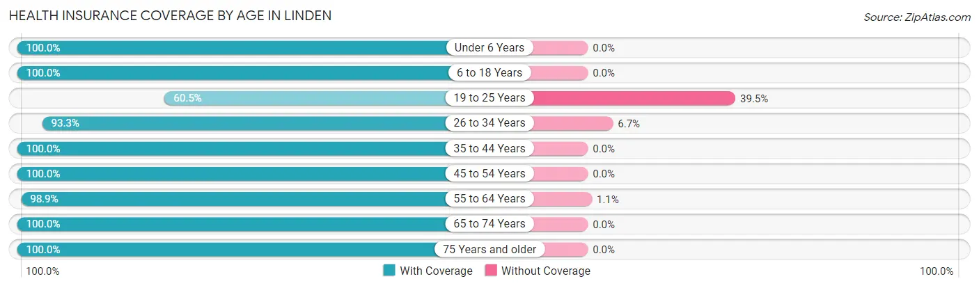 Health Insurance Coverage by Age in Linden