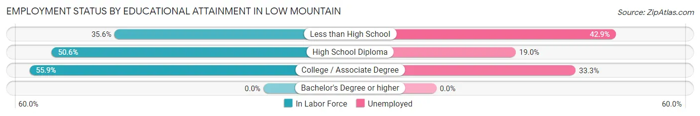 Employment Status by Educational Attainment in Low Mountain