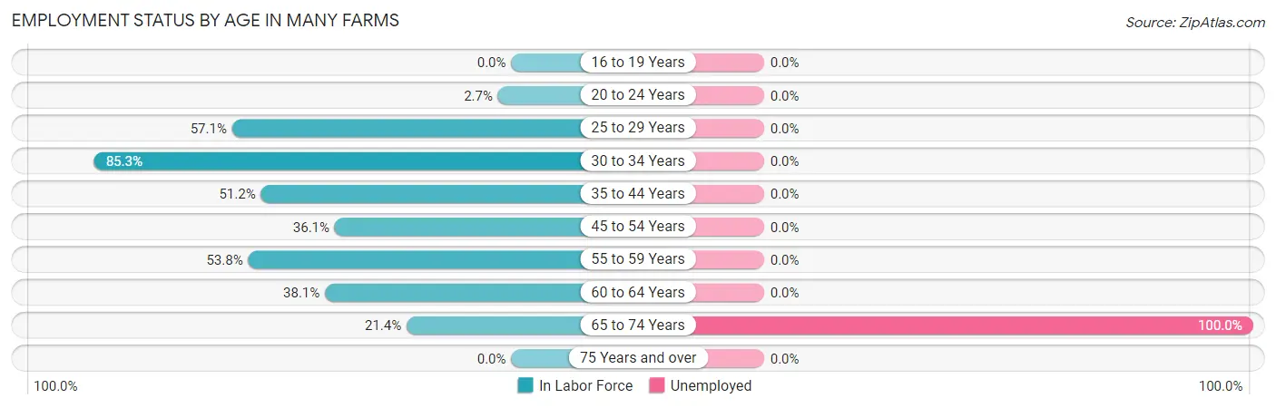 Employment Status by Age in Many Farms