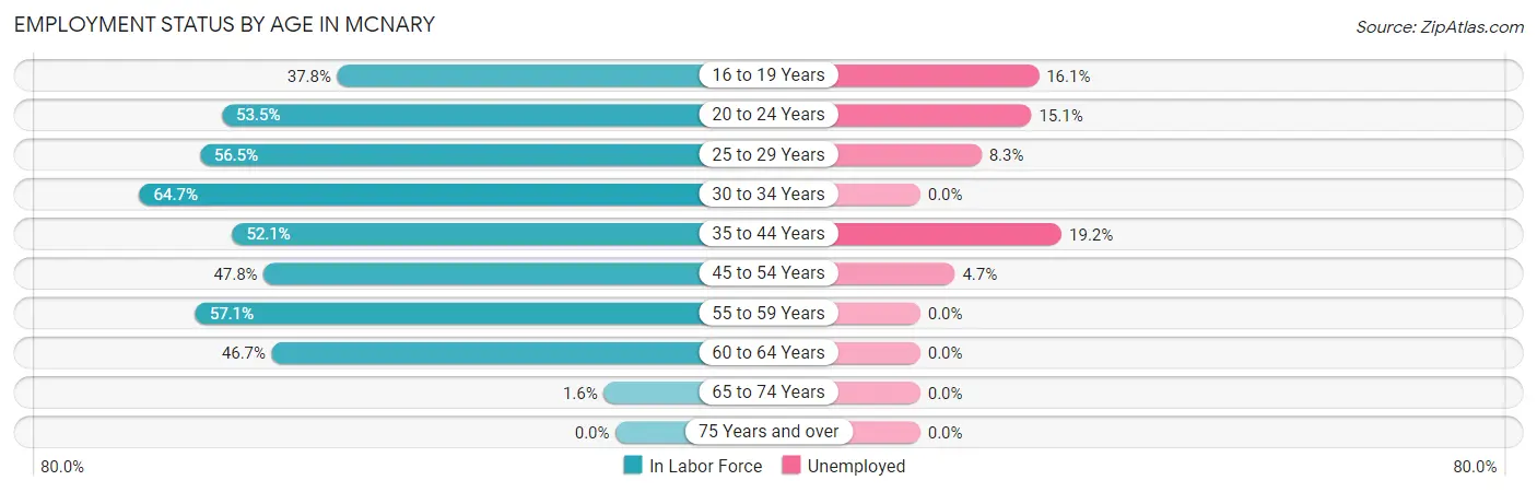 Employment Status by Age in Mcnary