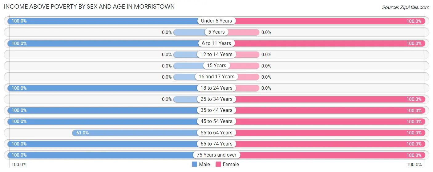 Income Above Poverty by Sex and Age in Morristown