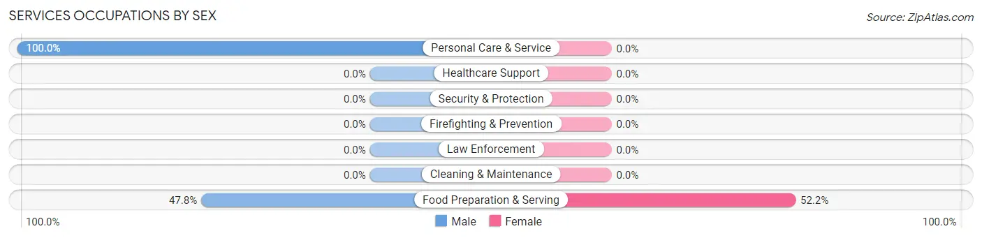 Services Occupations by Sex in Mountainaire