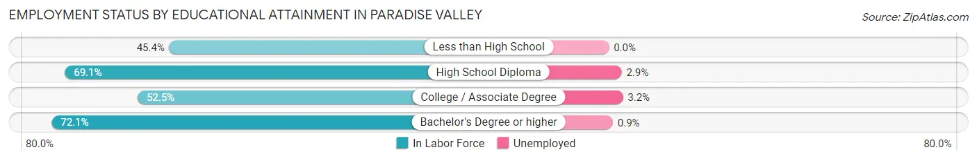 Employment Status by Educational Attainment in Paradise Valley