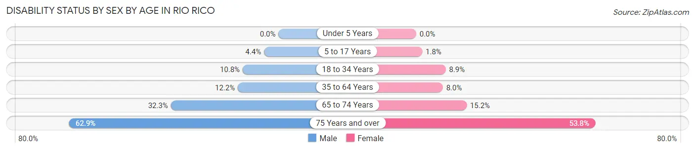 Disability Status by Sex by Age in Rio Rico