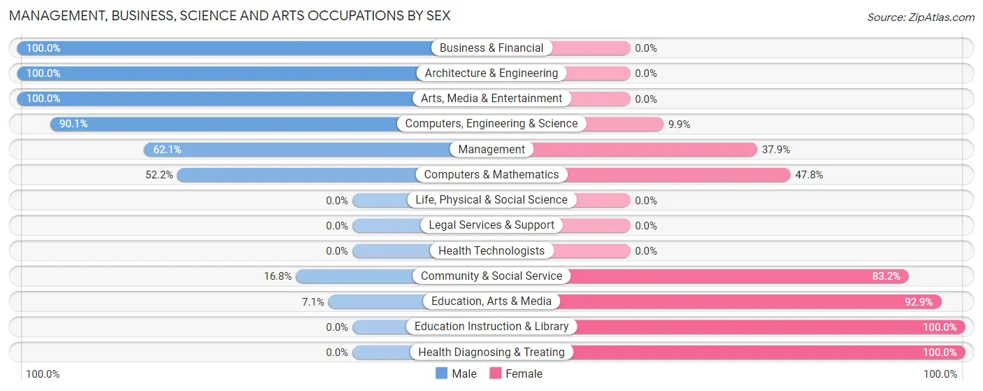 Management, Business, Science and Arts Occupations by Sex in San Manuel