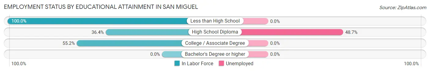 Employment Status by Educational Attainment in San Miguel
