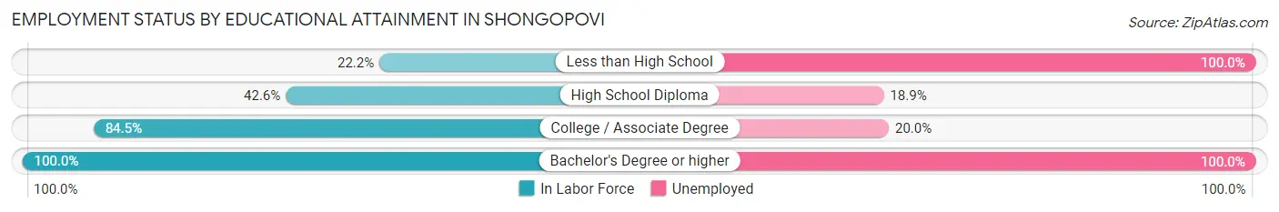 Employment Status by Educational Attainment in Shongopovi