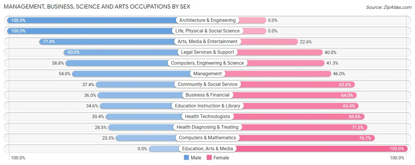 Management, Business, Science and Arts Occupations by Sex in Show Low