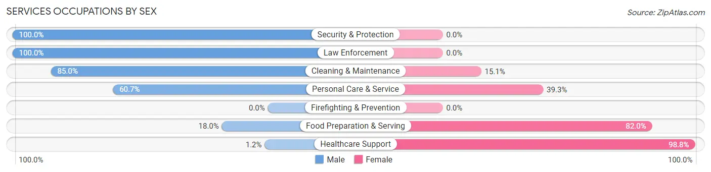 Services Occupations by Sex in Sierra Vista Southeast