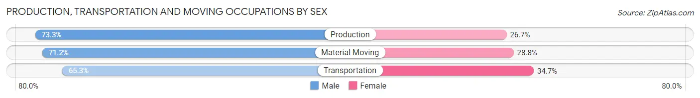 Production, Transportation and Moving Occupations by Sex in Sierra Vista