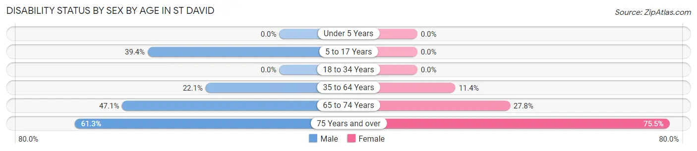 Disability Status by Sex by Age in St David