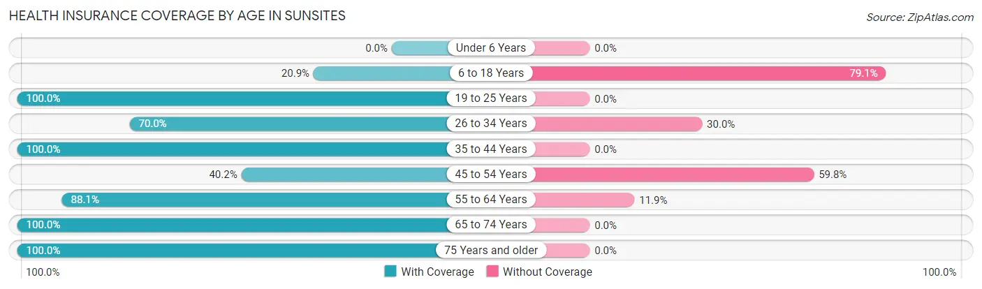 Health Insurance Coverage by Age in Sunsites