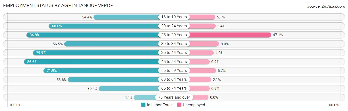 Employment Status by Age in Tanque Verde