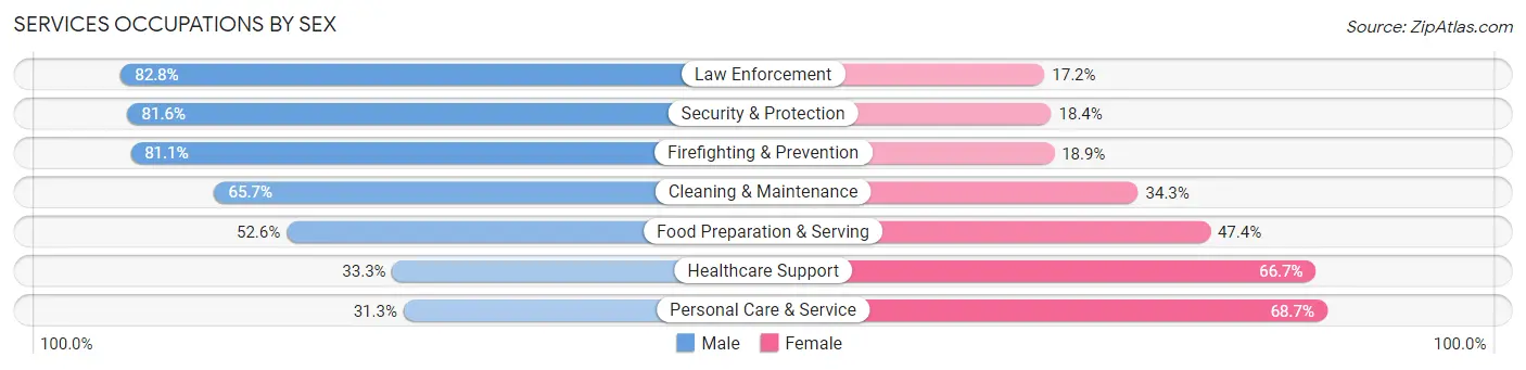 Services Occupations by Sex in Tempe