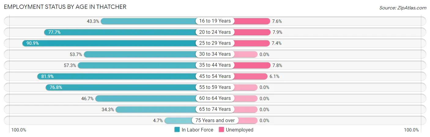 Employment Status by Age in Thatcher