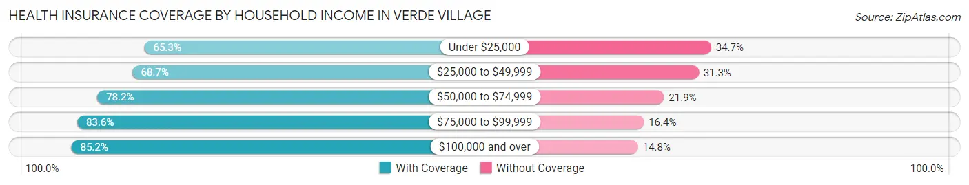Health Insurance Coverage by Household Income in Verde Village