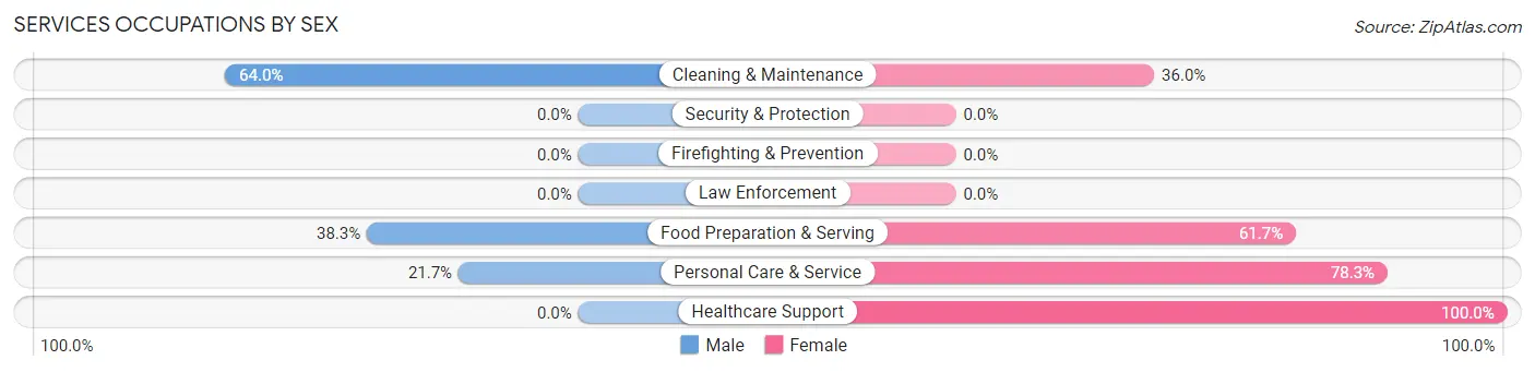 Services Occupations by Sex in Village of Oak Creek Big Park