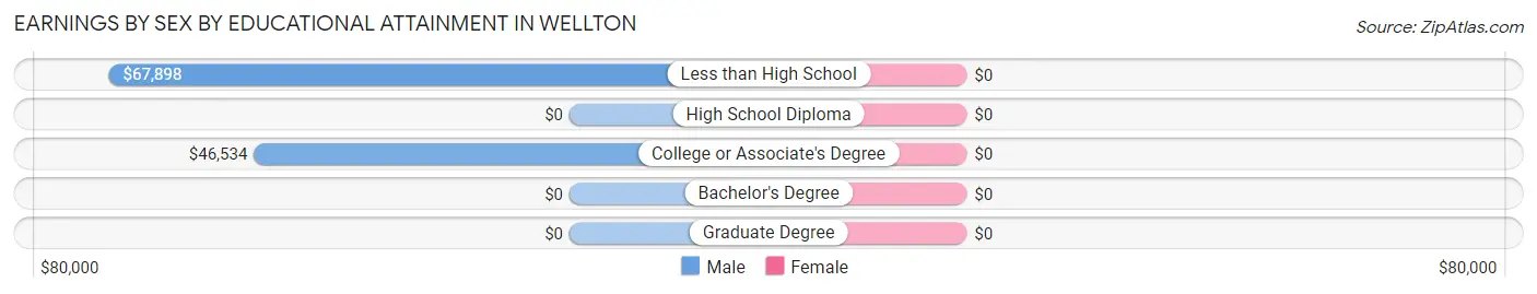 Earnings by Sex by Educational Attainment in Wellton