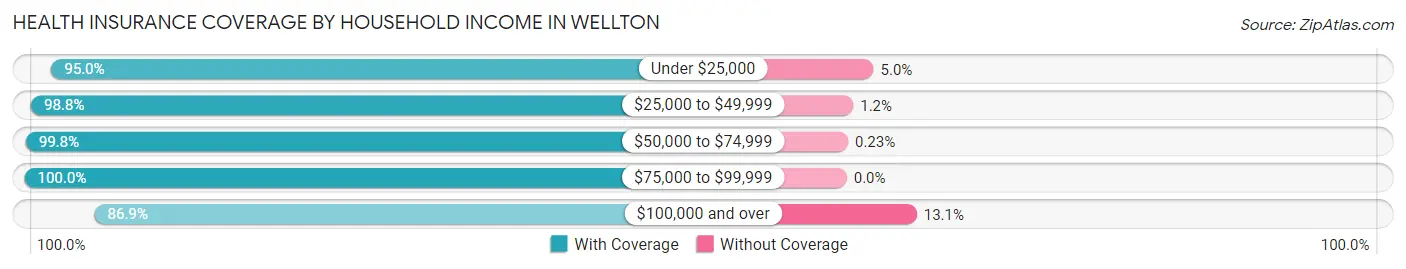 Health Insurance Coverage by Household Income in Wellton