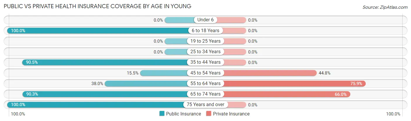 Public vs Private Health Insurance Coverage by Age in Young